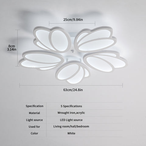 Plafonnier LED, Moderne Petal Lampe de Plafond LED, Suspension Luminaire Blanc 60W 5600LM, 6000K Lumière Blanche, Luminaire Plafonnier LED pour Salon Cuisine Chambre Salle à Manger, Ø63cm