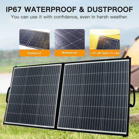 Panneau Solaire 100W pour Centrale électrique, Charge Solaire Portable Charge Rapide USB A QC3.0 PD 45W Ports DC USB-C IP65 IP65 pour Le générateur Solaire/Puissance, Ordinateur Portable, iPads