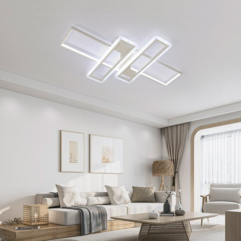 Plafoniera Lampadario LED Dimmerabile con Telecomando, Moderna Lampada Da Soffitto Quadrata A 3 Strati 50W Acrilico Montaggio A Incasso Plafoniere per Sala da Pranzo Soggiorno Cucina Ufficio