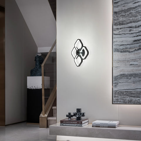 Plafonnier Led, Rectangulaire Moderne Métal Acrylique Lampe de Plafond 32W Lustre Plafonnier, Dia 24CM Plafonnier Bureau pour Chambre à Coucher, Salon, Salle à Manger, Couloir Noir