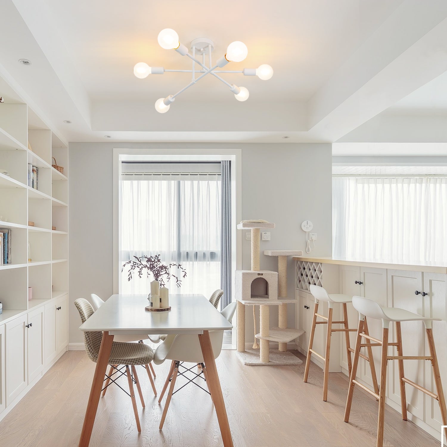 Plafonnier LED Moderne, Rétro Lustre Lampe Suspension Vintage 6 Lumières E27 Base