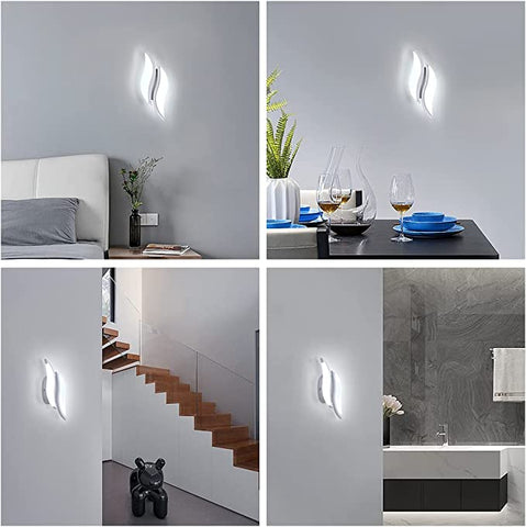 Applique Murale Intérieure LED, Moderne Lampe Murale 20W 2300LM, Éclairage Acrylique Luminaire Mural pour Salon Chambre Escalier 6500K lumière blanche froide Couleur blanche