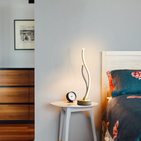 Lampe de table LED Minimaliste acrylique Lampe de table, LED métal Lampe de table design Vague Chambre éclairage tamisé LIGHTING Eye