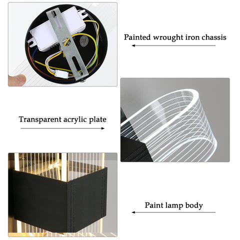 Applique Murale LED, Dimmable Lampe LED Murale Moderne, Noir Ovale 10W Acrylique Lampe Murale Interieur pour Chambre Chevet Couloir Salon Salle, 3000-6500K