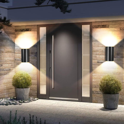 Applique Murale Extérieure 10W Lampe murale LED Blanc Chaud 3000K étanche IP65 Pour Entrée Couloir Cour Jardin Terrasse Balcon Garage Noir