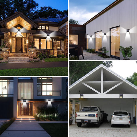 4 pièces Applique solaire Extérieur 220 LED Détecteur de Mouvement Lampe murale LED Pour Cour Jardin Couloir Terrasse Proche Mur Pathway Patio Villa