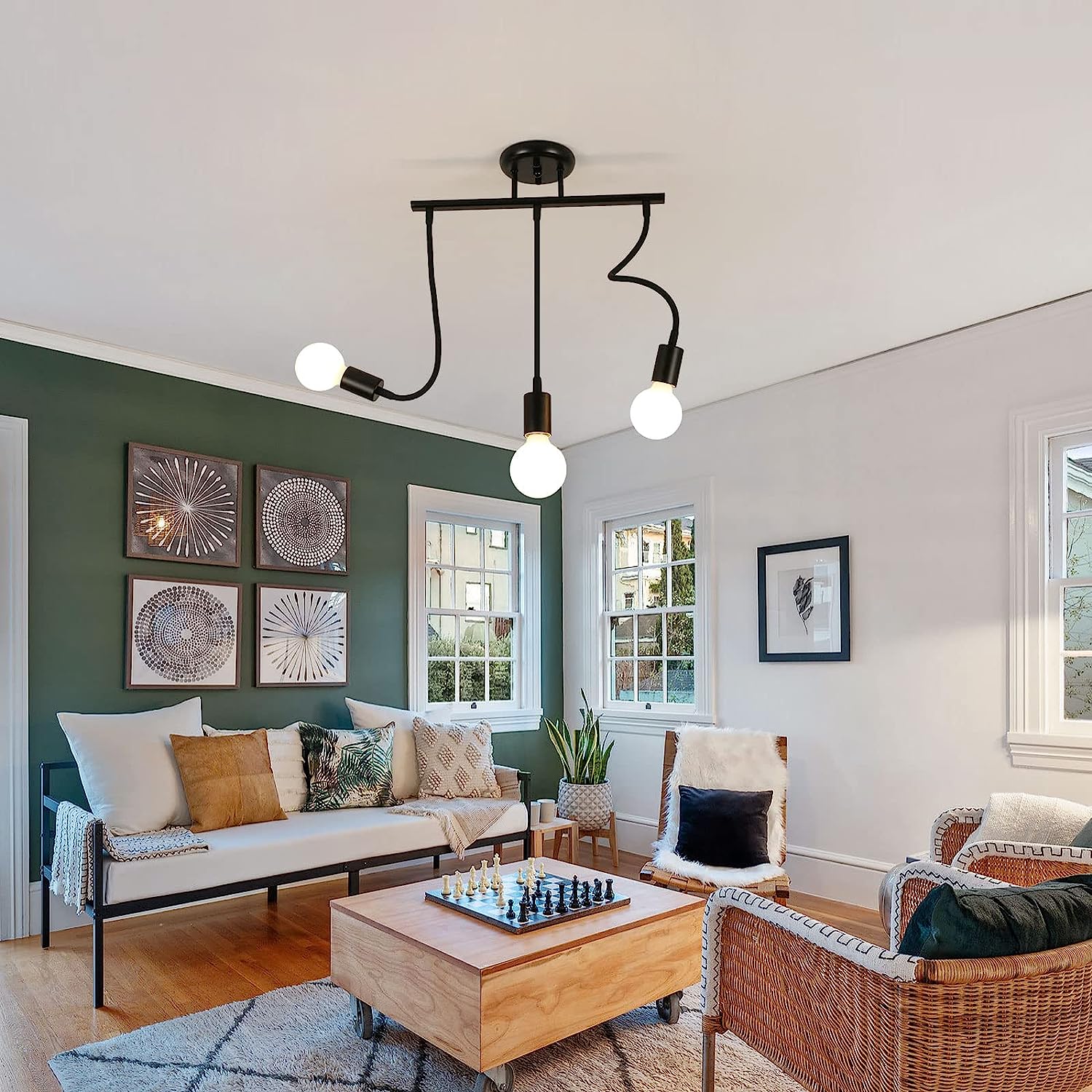 Plafonnier Vintage E27 Base 3 Lampe Lampe de Plafond