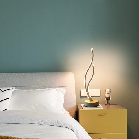 Lampe de table LED Minimaliste acrylique Lampe de table, LED métal Lampe de table design Vague Chambre éclairage tamisé LIGHTING Eye