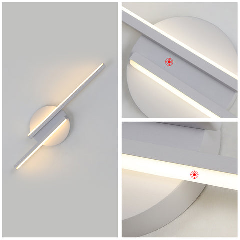 Applique Murale LED Intérieur Lampe Murale Moderne, Appliques Aluminium Pour Salon Couloir Salle De Bain Escalier Veilleuse (Blanc) 3000K Lumière Chaude
