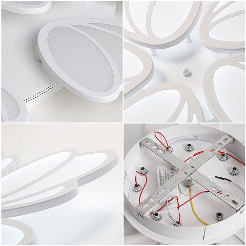 Plafonnier LED, Moderne Petal Lampe de Plafond LED, Suspension Luminaire Blanc 60W 5600LM, 6000K Lumière Blanche, Luminaire Plafonnier LED pour Salon Cuisine Chambre Salle à Manger, Ø63cm