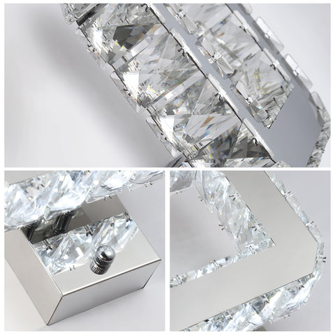 Applique Murale Cristal Intérieur 12W 1080lm Lampe Murale en Cristal LED Moderne Décoration Luminaire Mural pour Chambre à Coucher Salle à Manger Foyer Blanc Froid 6000K