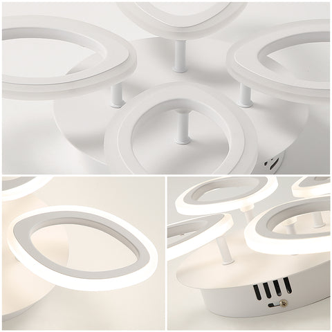 Plafonnier Dimmable Moderne LED 40W, Lampe de Plafond Design Forme Fleur, Lustre Pétale en Métal Acrylique Avec Télécommande Convient pour Chambres, Escaliers, Couloirs, Balcons, Allées (4 Lumières)