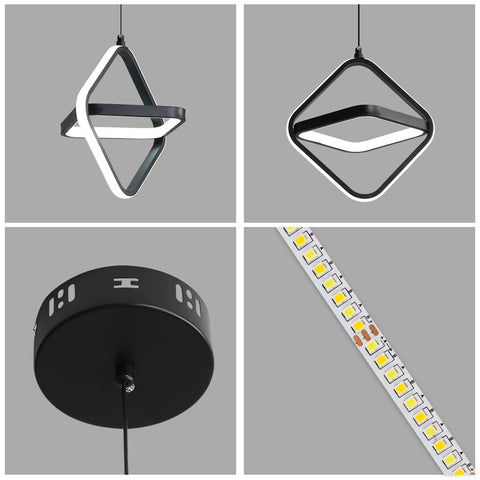 Lampe à suspension LED moderne pour lit 1 place 32 W à intensité variable pour chambre à coucher et salon