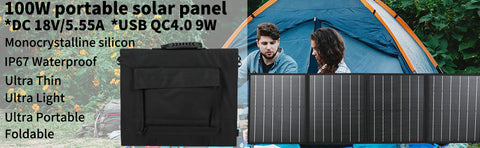 Titre optimisé en français : Chargeur solaire pliable de 100W, 18V, sac portable pour activités en extérieur