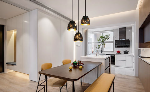 3 Lampes Suspension Rétro, Lustre Industriel en Creux Sculpté, E27 Lampe de Plafond Vintage en Metal, Eclairage pour Salon Cuisine Couloir Restaurant Loft Café Bar