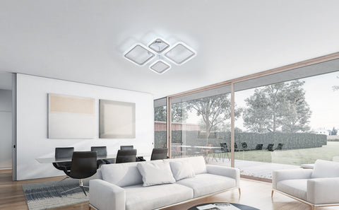 Plafonnier LED,Lampe de Plafond Acrylique 48W,Lustre de Plafond Carré Moderne