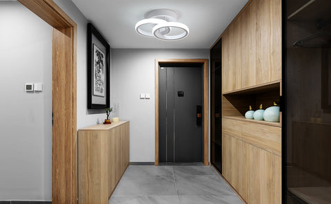 Plafonnier LED Design Moderne, Anneaux en Aluminium avec 2 Panneaux LED, 19W 1400LM, Lumière Blanche Froid 6500K pour Salon et Cuisine