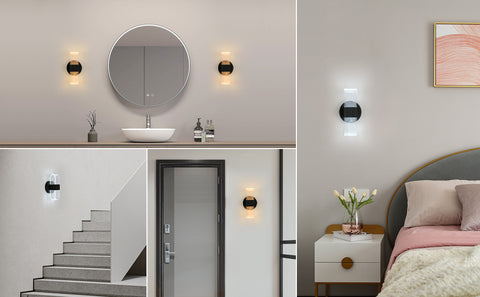 Applique Murale LED, Dimmable Lampe LED Murale Moderne, Noir Ovale 10W Acrylique Lampe Murale Interieur pour Chambre Chevet Couloir Salon Salle, 3000-6500K