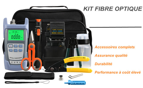 16pcs/kit Outils à Fibre FTTH avec Photomètre Fibre Optique, Cliveuse Fibre Optique AUA-60S, Localisateur visuel de défauts 10 km