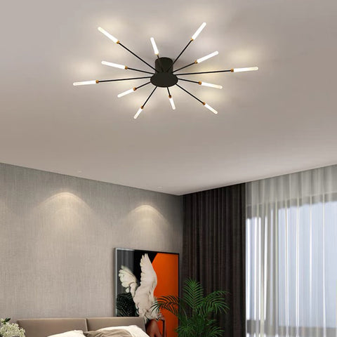 LED plafonnier lumière Moderne feu d'artifice Design Lampe créatif Chic Suspension Lustre intérieur Simple Salon Salle,Noir