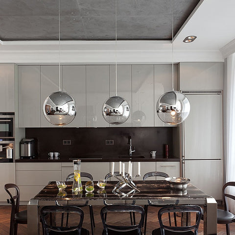 Moderne argent boule de verre suspension plafonnier lustre salon chambre salle à manger cuisine maison lumière pendentif luminaire