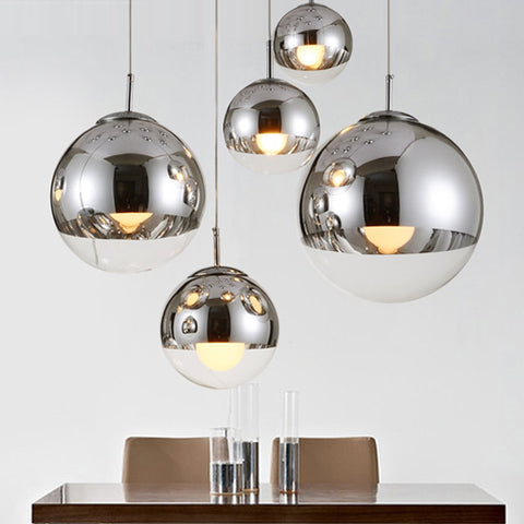 Moderne argent boule de verre suspension plafonnier lustre salon chambre salle à manger cuisine maison lumière pendentif luminaire