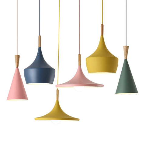 Suspension Bois Lustre E27 Base Pour salon chambre à coucher salle à manger bureau Bar Café Rose