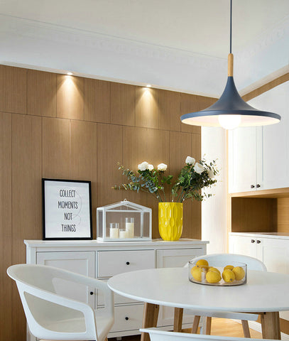 Suspension Bois Lustre E27 Base Pour salon chambre à coucher salle à manger bureau Bar Café Bleu