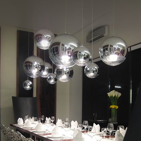 Moderne argent boule de verre suspension plafonnier lustre salon chambre salle à manger cuisine maison lumière pendentif luminaire