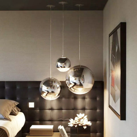 Moderne argent boule de verre suspension plafonnier lustre salon chambre salle à manger cuisine maison lumière pendentif luminaire