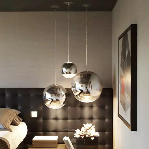 Suspension Moderne Sphérique Verre Lustre E27 Base Pour salon chambre à coucher salle à manger bureau Bar Café