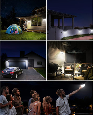 2 pièces Applique solaire Extérieur 160 LED Détecteur de Mouvement Lampe murale LED Blanc Froid 6000K Pour Cour Jardin Couloir Terrasse Proche Mur Pathway Patio Villa