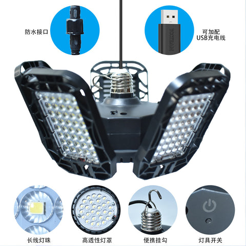 150W éclairage LED Garage 228 LED, Lampe Solaire Exterieur Ip65 étanche, 5+1têtes Lampe Solaire Exterieur Jardin avec TéLécommande, avec 5m De Cable, Pour Entrep?t, Atelier, Sous-sol