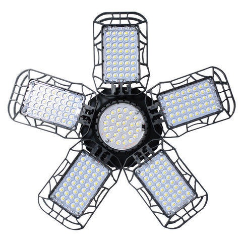 150W éclairage LED Garage 228 LED, Lampe Solaire Exterieur Ip65 étanche, 5+1têtes Lampe Solaire Exterieur Jardin avec TéLécommande, avec 5m De Cable, Pour Entrep?t, Atelier, Sous-sol