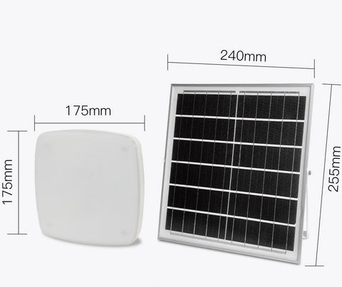 Plafonnier solaire, lumière blanche 6000K, contrôle de la lumière/télécommande/capteur radar, rallonge de 5m
