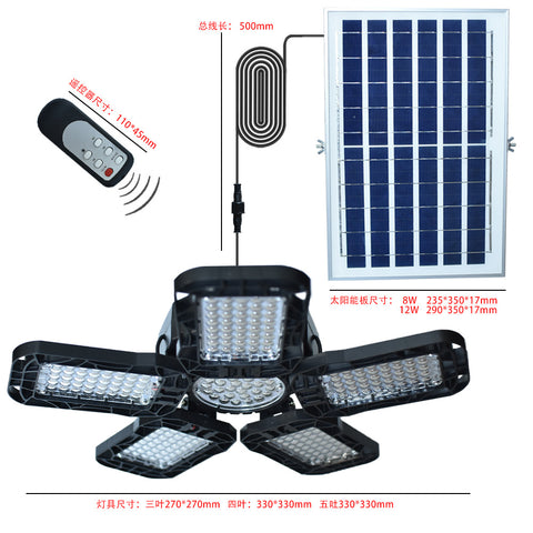 150W éclairage LED Garage 228 LED, Lampe Solaire Exterieur Ip65 étanche, 5+1têtes Lampe Solaire Exterieur Jardin avec TéLécommande, avec 5m De Cable, Pour Entrep?t, Atelier, Sous-sol