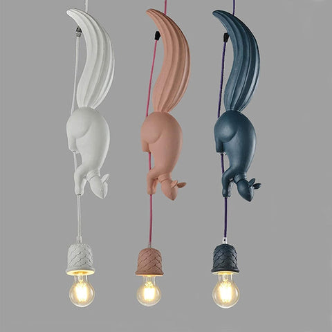 Résine Écureuil Lustre Lampe,Moderne Industrielle Suspendus Lampe Animale pour Enfants's Luminaires De Cuisine De Pièce-Bleu