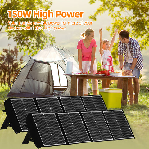 Panneau Solaire Pliable 150W Panneau Solaire Portable pour la Plupart des générateurs solaires, Ordinateurs Portables pour centrales électriques, téléphone Portable, extérieur, Camping