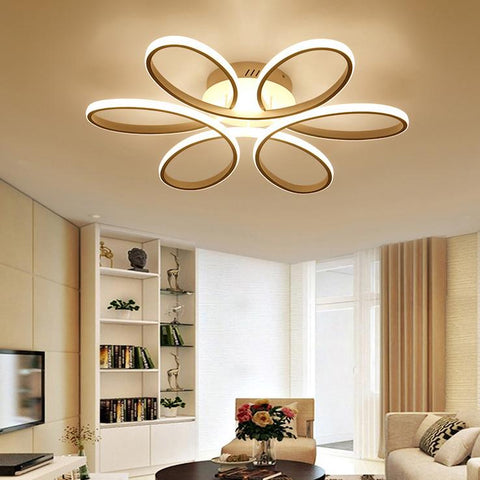 Plafonnier LED Design moderne Forme de fleur créative Lampe de Plafond Pour salon chambre à coucher salle à manger bureau Lumière Blanche Chaude 3000K