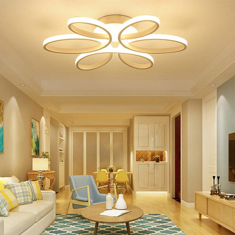 Plafonnier LED Design moderne Forme de fleur créative Lampe de Plafond Pour salon chambre à coucher salle à manger bureau Lumière Blanche Chaude 3000K