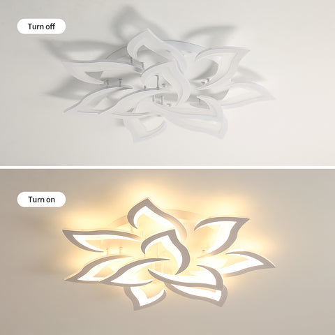 Plafonnier LED, 90W 8100LM Lampe de plafond 3500K, Lampe LED lotus Plafonnier pour Salon, Chambre, Salle de Bain