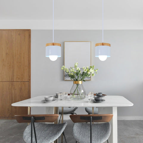 E27 Minimaliste Lustre salle à manger Creative Aisle Lumière moderne Minimaliste  en bois massif Bar Chambre Lampe de chevet Fer Forgé Métal Macaron Color Scheme (ampoule non inclus)