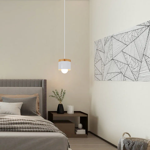 E27 Minimaliste Lustre salle à manger Creative Aisle Lumière moderne Minimaliste  en bois massif Bar Chambre Lampe de chevet Fer Forgé Métal Macaron Color Scheme (ampoule non inclus)