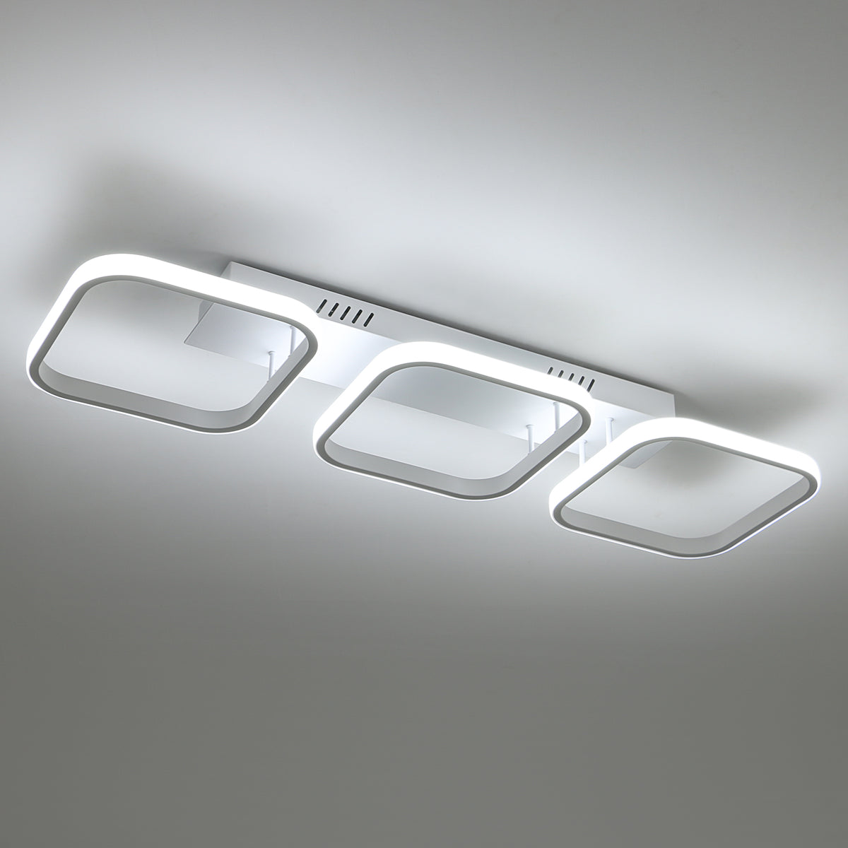 Plafonnier LED 45W, Plafonnier Géométrique Simple, Plafonnier Créatif Carré en Métal
