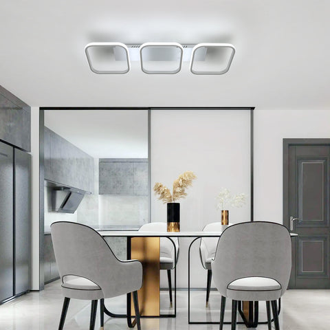 Plafonnier LED 45W, Plafonnier Géométrique Simple, Plafonnier Créatif Carré en Métal