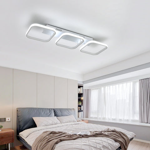 Plafonnier LED 45W, Plafonnier Géométrique Simple, Plafonnier Créatif Carré en Métal